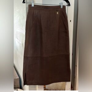 ❤️ LOUISODER Rare Classic Brown Leather Pencil Skirt. Made in Germany. Vintage!